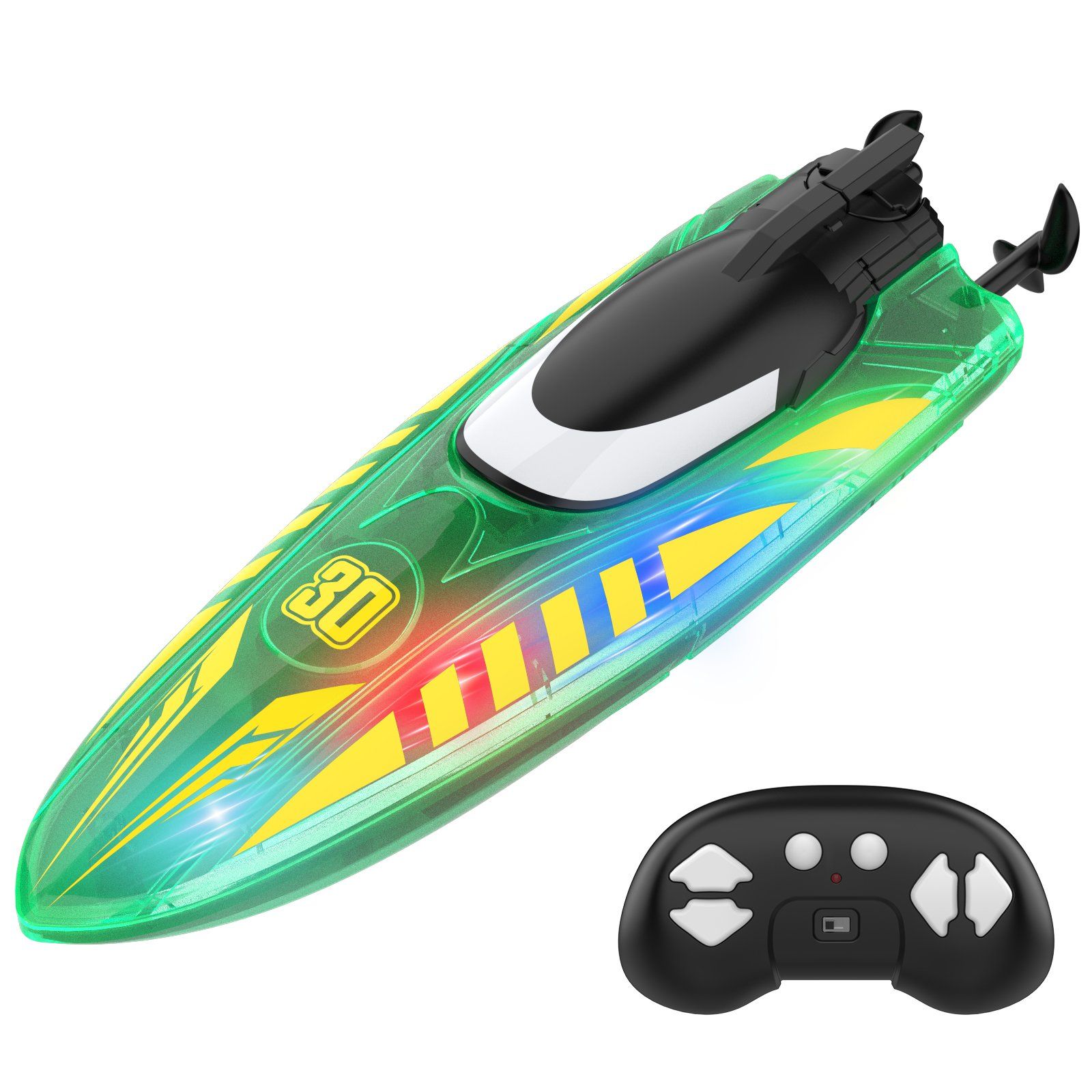 Flytec-V777-2-4GHz-15km-H-RC-Racing-Stunt-Boat-with-LED-Light-for-Kids-Pool-Lake-Ideal-360-Degree-Rotation-Water-Play-Toy-Boat